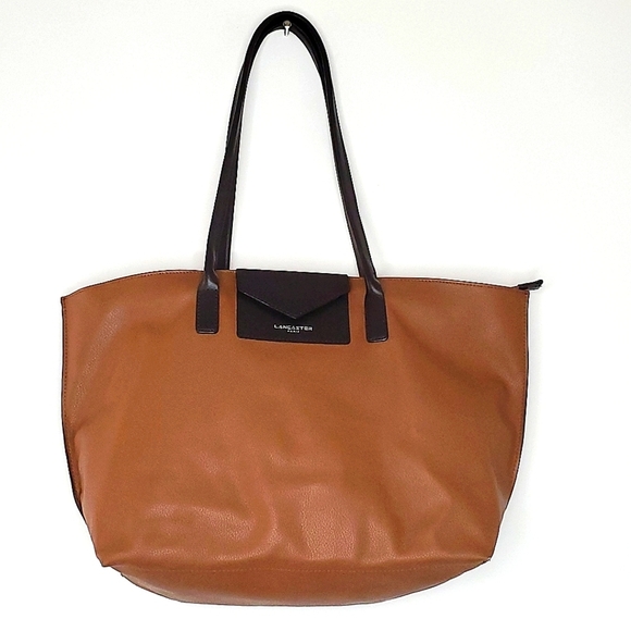 Lancaster Paris Maya Large Tote Bag Brown Cowhide Leather Lined Carry All - Picture 1 of 16